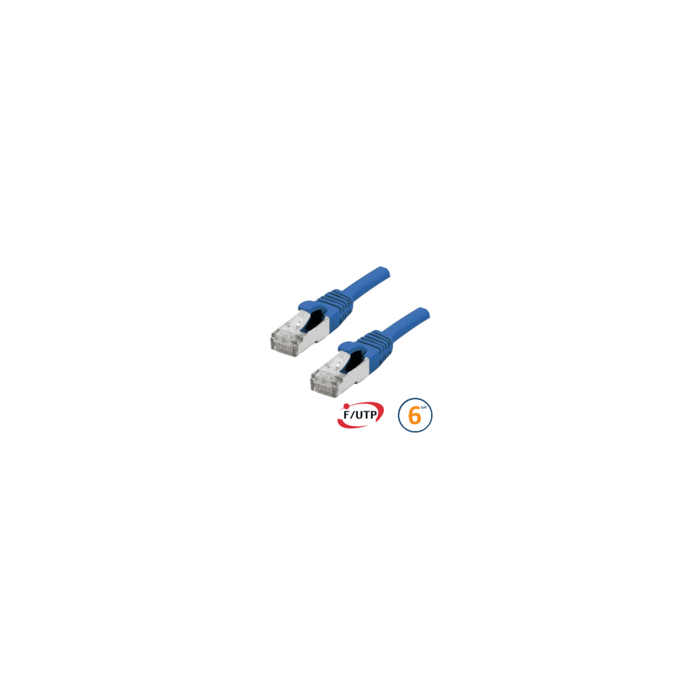Cordon RJ45 Cat 6a F/FTP Primacy LSZH 0.5m bleu