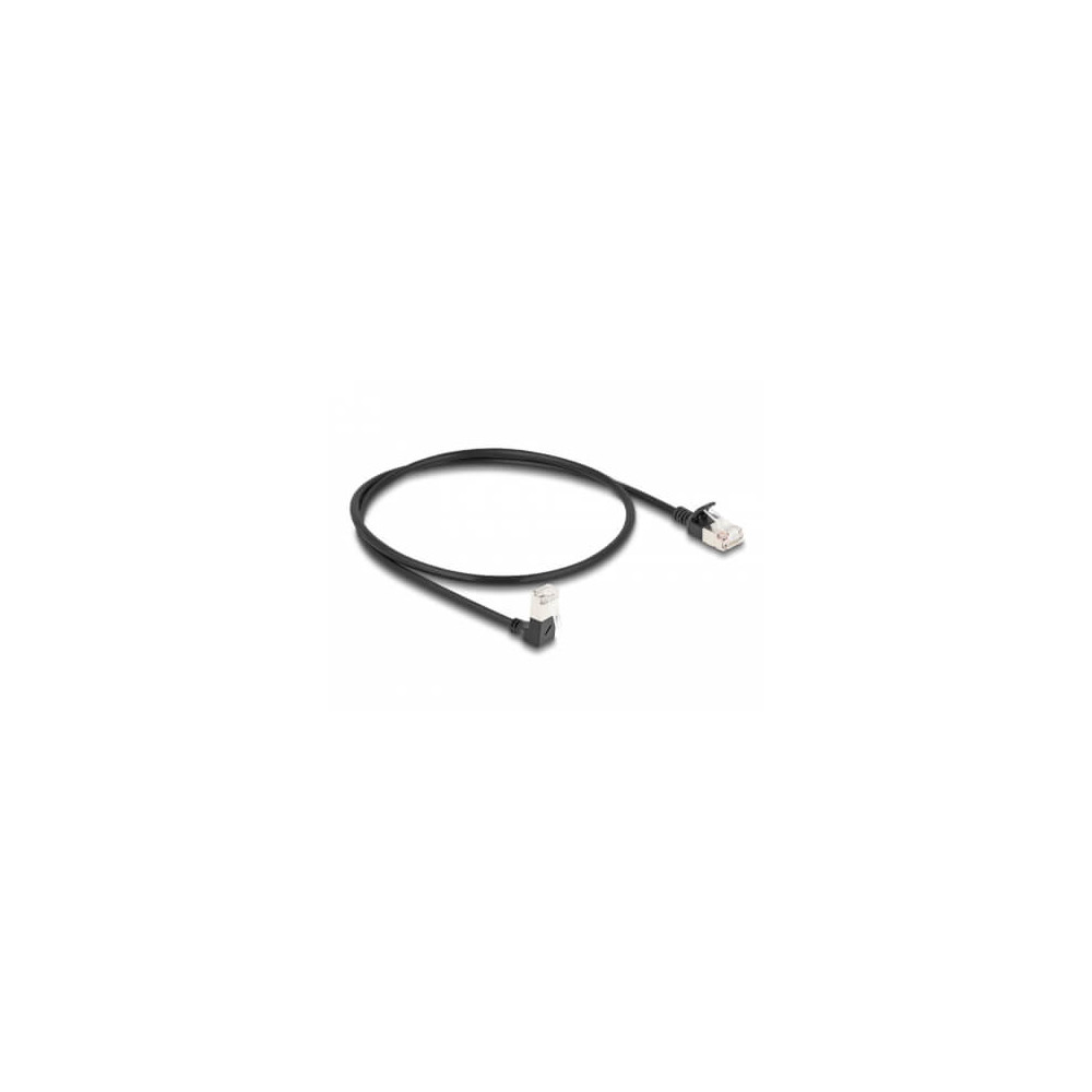 Cordon RJ45 Cat 6a S/FTP coudé bas 0,5m noir