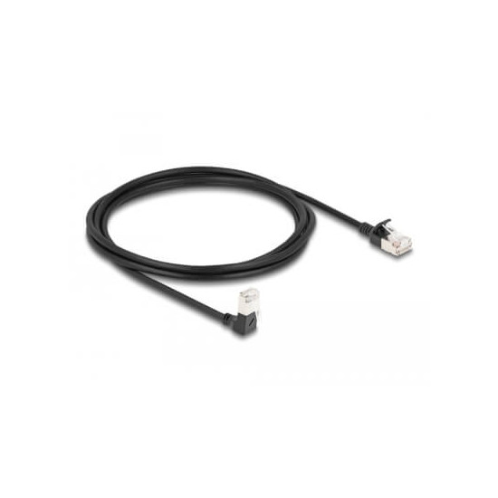 Cordon RJ45 Cat 6a S/FTP coudé bas 2m noir