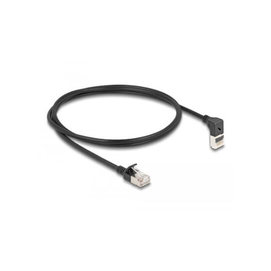 Cordon RJ45 Cat 6a S/FTP coudé haut 1m noir