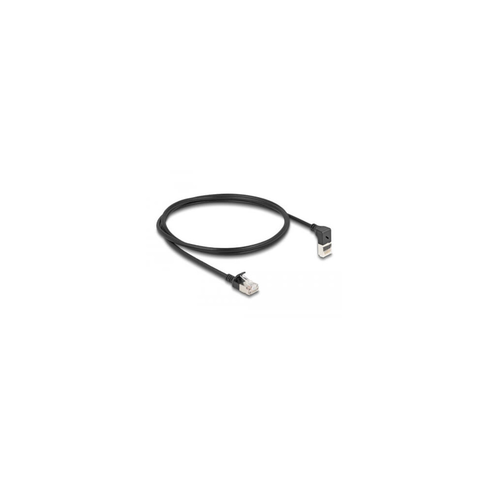 Cordon RJ45 Cat 6a S/FTP coudé haut 1m noir