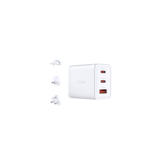 Chargeur USB GaN 65W Rapide 2 USB-C et 1 USB-A