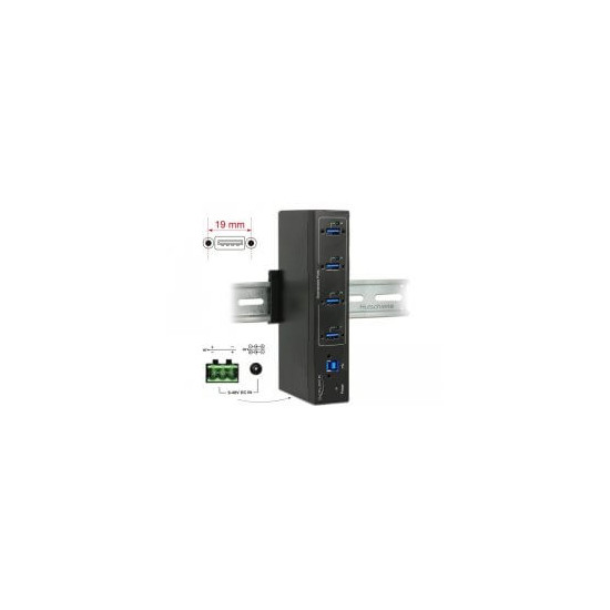 Hub USB 3.0 industriel 4 ports montage rail Din
