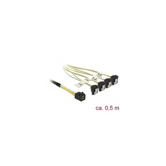 Cable Mini SAS HD SFF-8643 4 xSata 7 coudé 0.5m