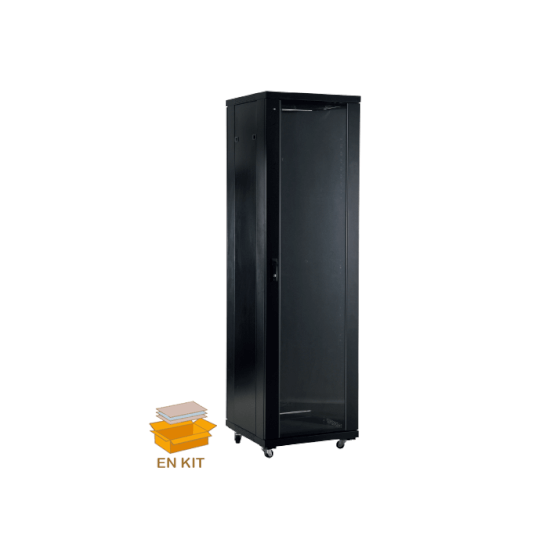 Baie noire 42U 600x600 verre Securit 400kg
