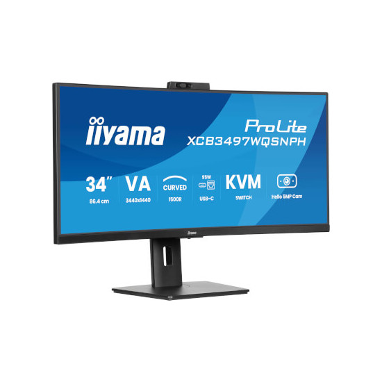 Ecran incurvé 34" VA 3440x1440 dock USB et webcam