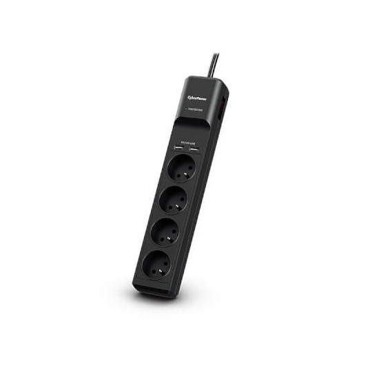 Multiprise 10A - 350J 4 prises FR + 2 ports USB