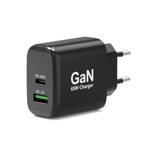 Alim USB GaN 1 USB A + 1 USB C 65W sans câbles