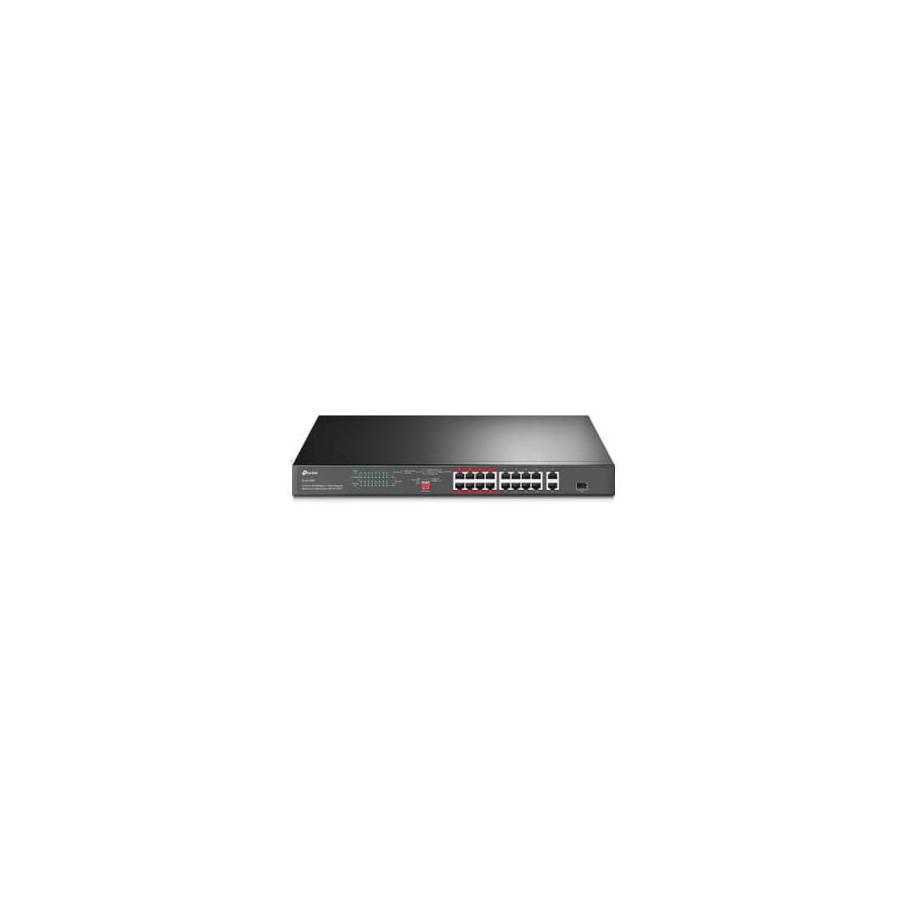 TP-Link JetStream TL-SL1218P - V1 - commutateur - non géré - 16 x 10/100 (PoE+) + 2 x 10/100/1000 + 1 x SFP Gigabit combiné - Mo
